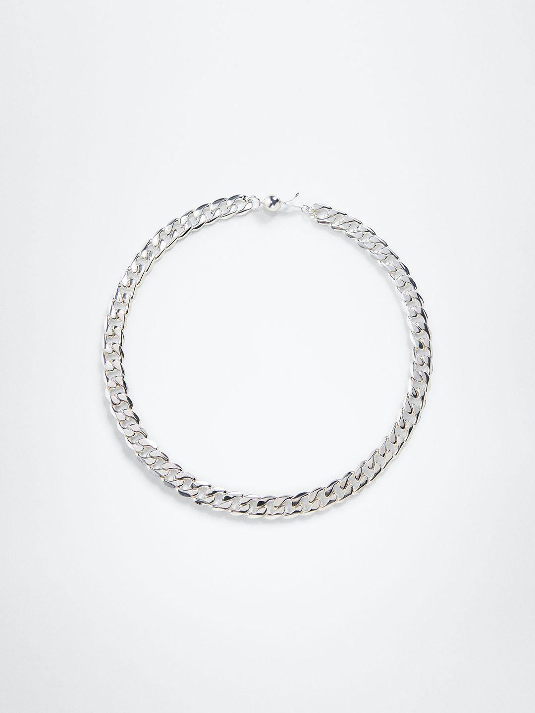 mango women silver-plated linked chain necklace