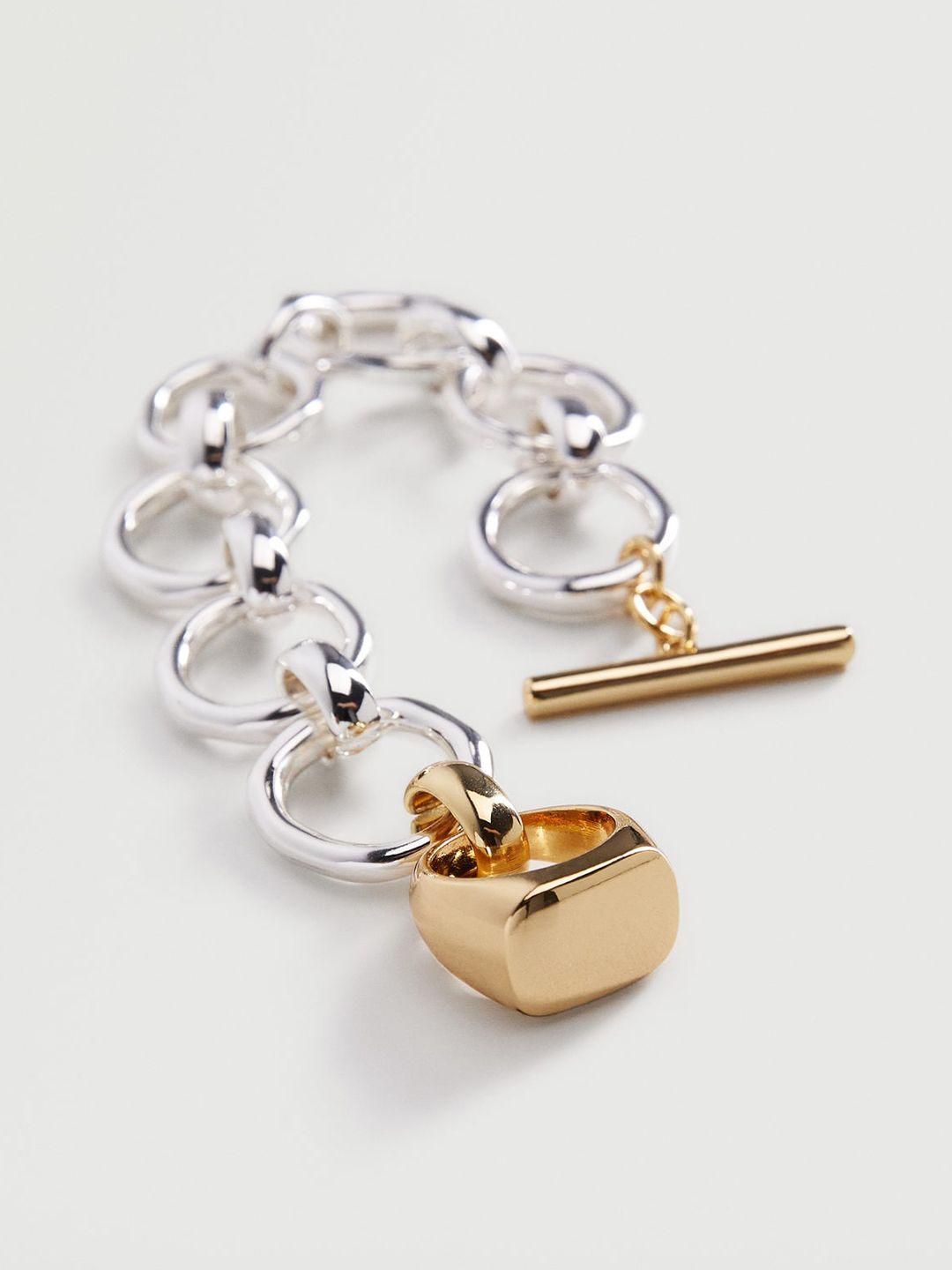 mango women silver-toned link bracelet