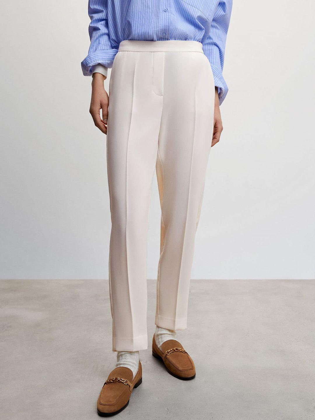 mango women straight fit high-rise trousers