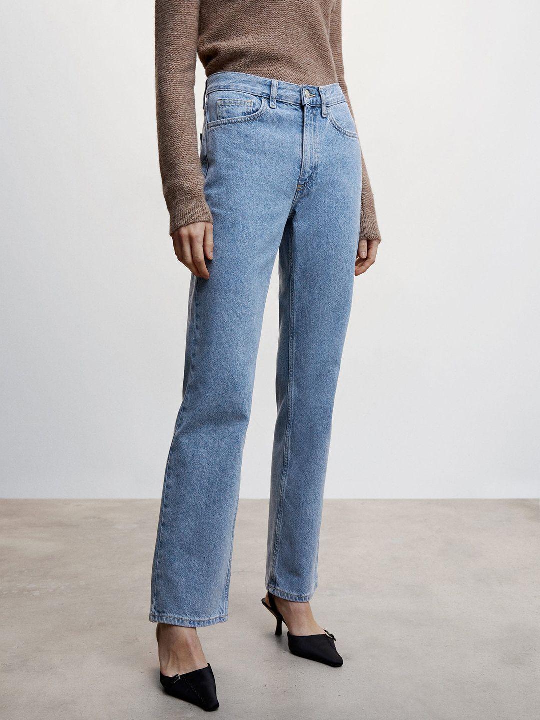 mango women straight fit light fade jeans