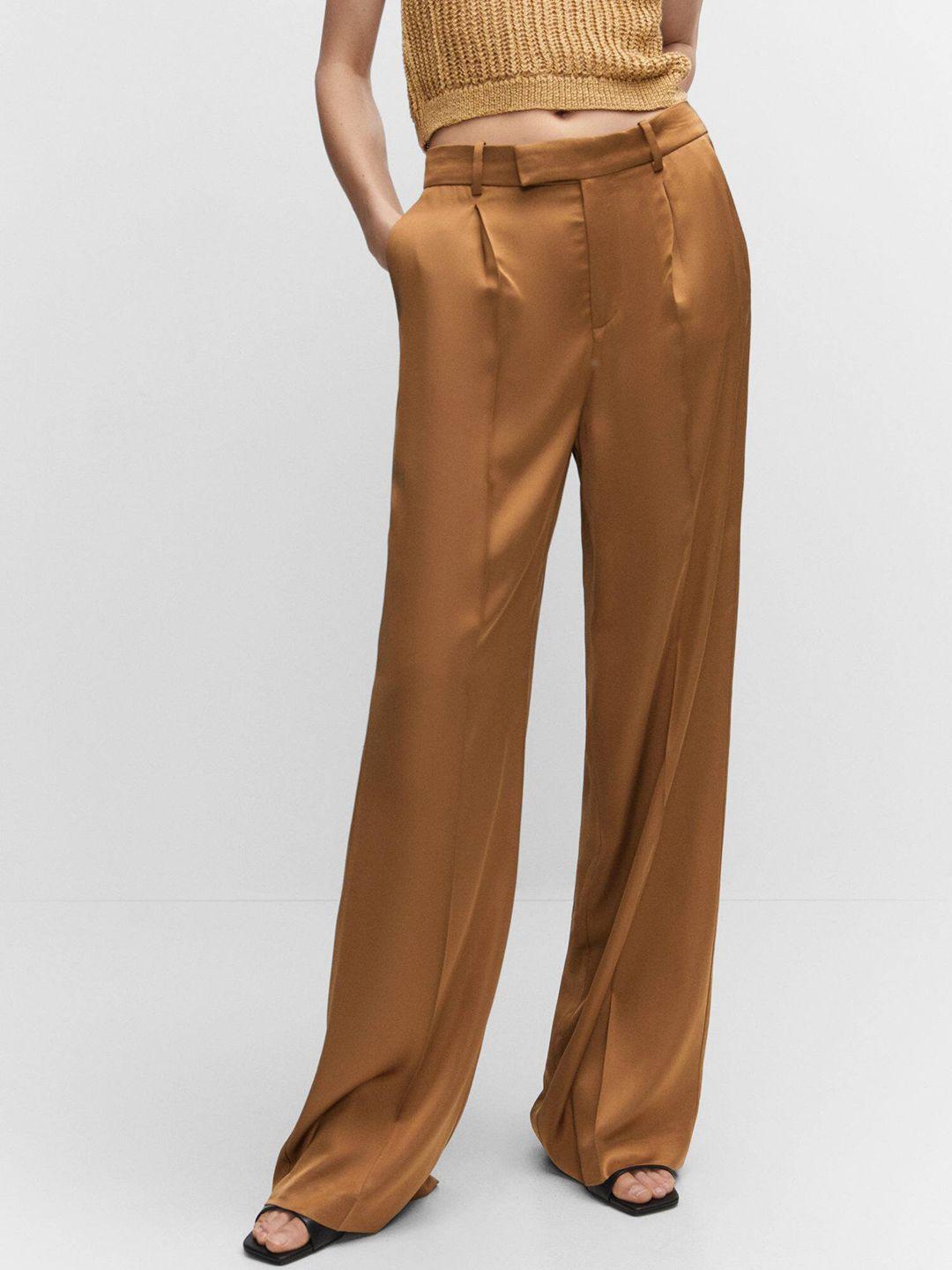 mango women straight fit pleated trousers