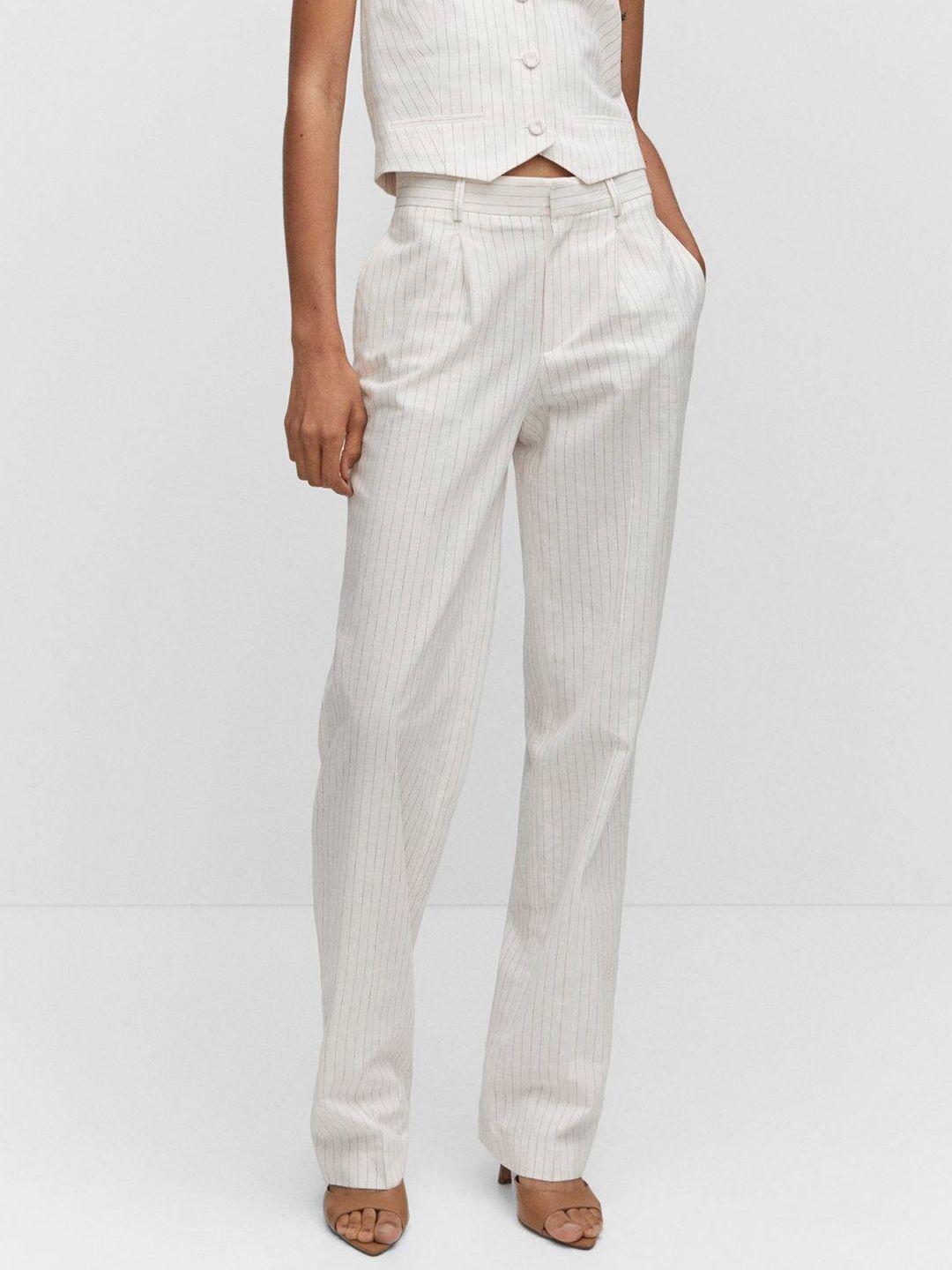 mango women straight fit pleated trousers