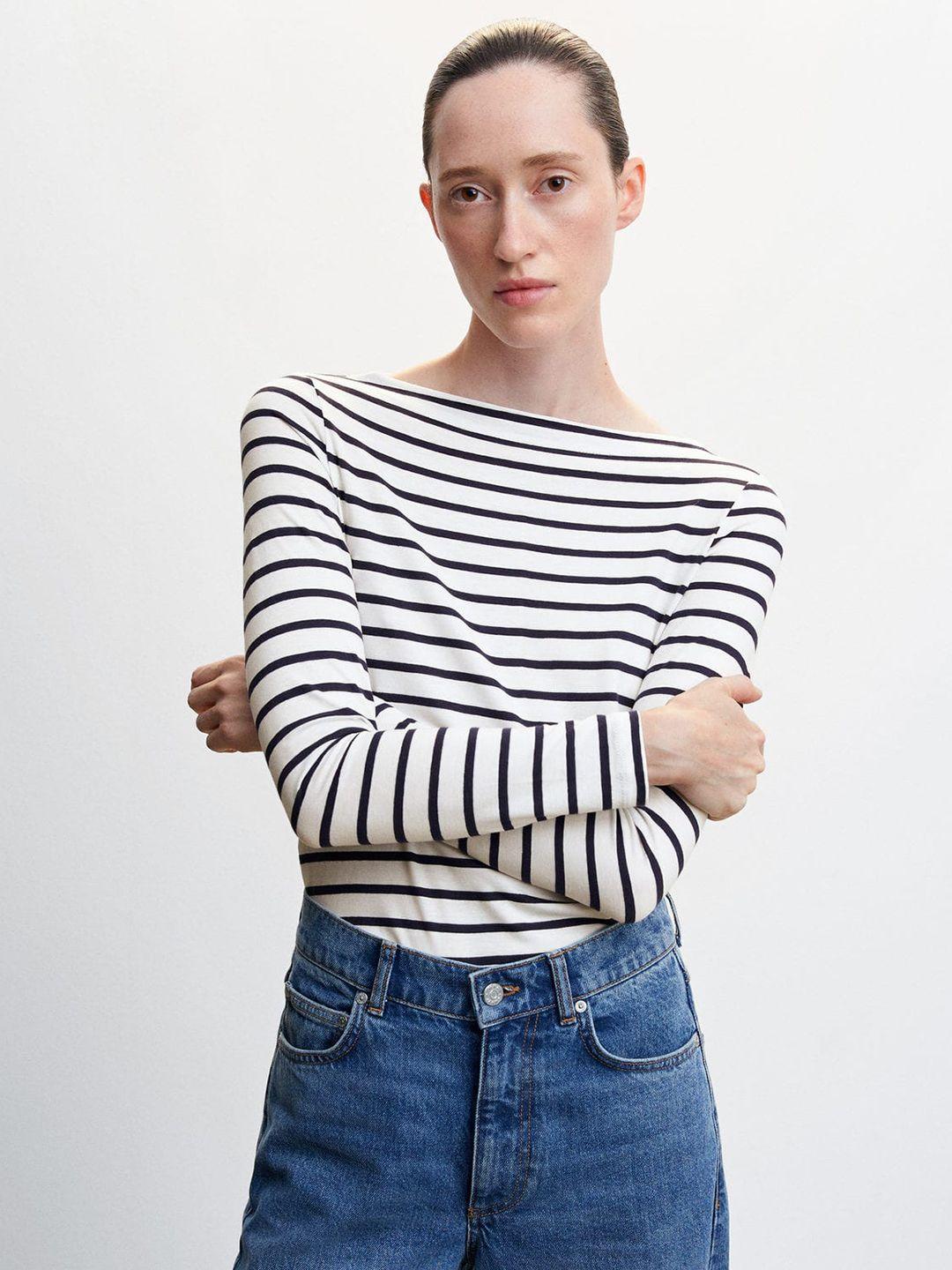 mango women striped cotton t-shirt