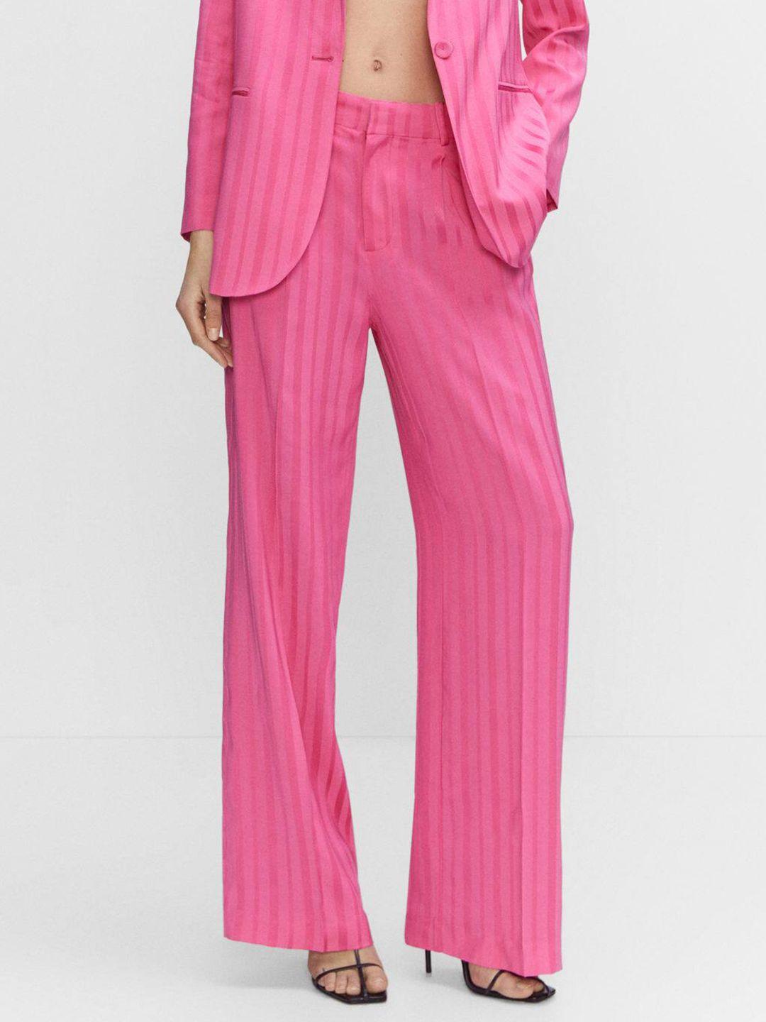 mango women striped pleated trousers