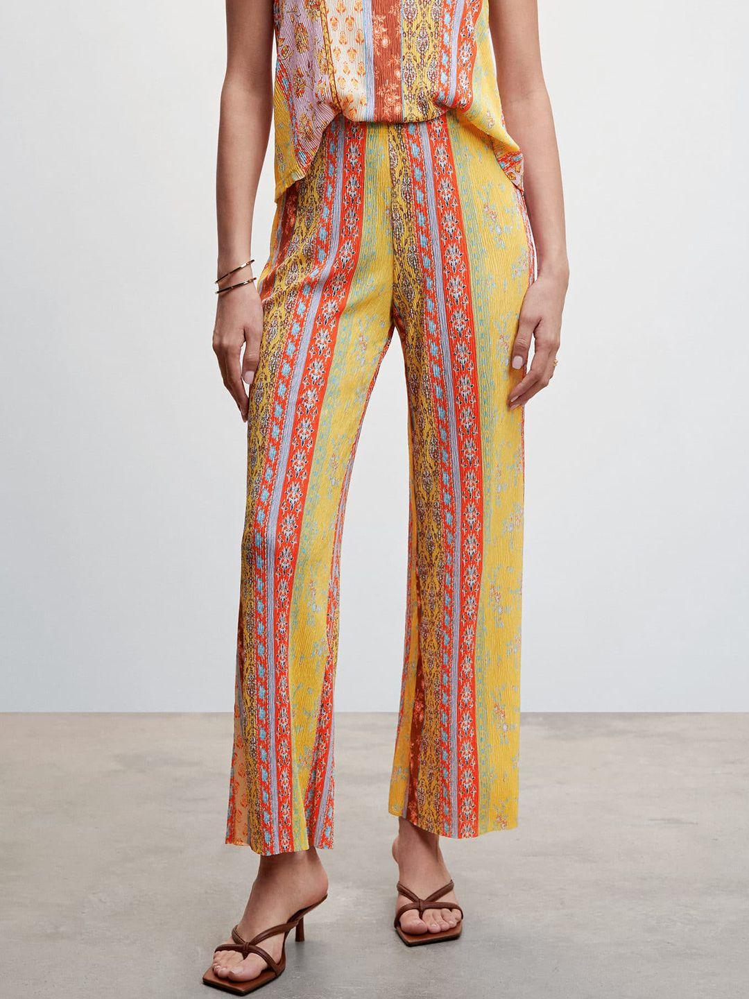 mango women sustainable ethnic motifs printed trousers