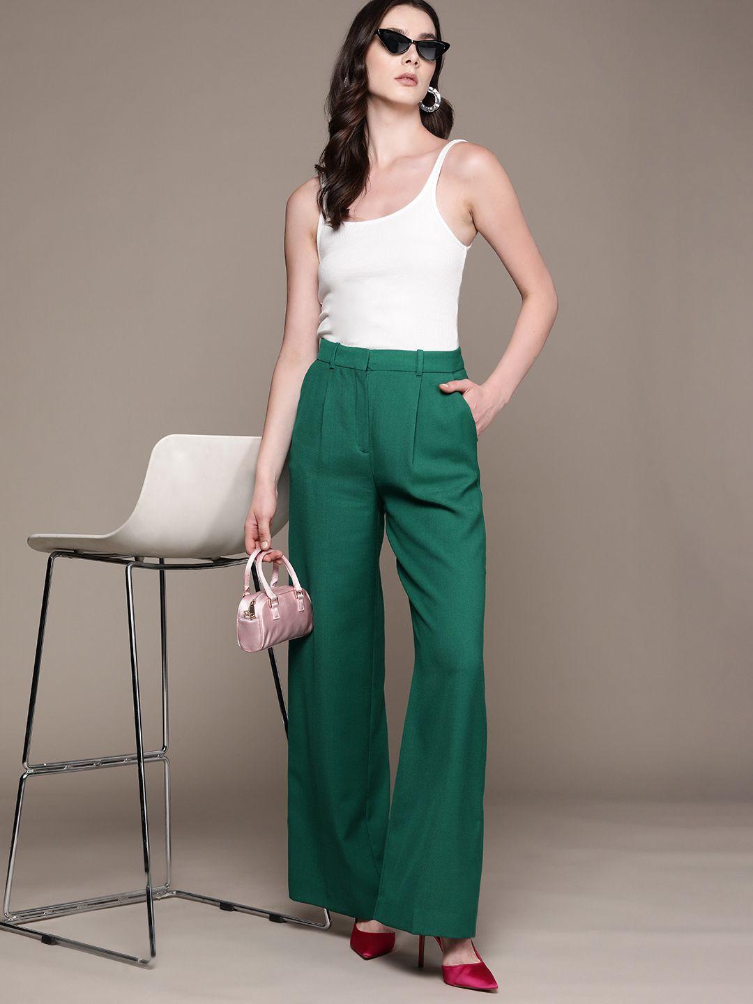 mango women sustainable flared parallel trousers