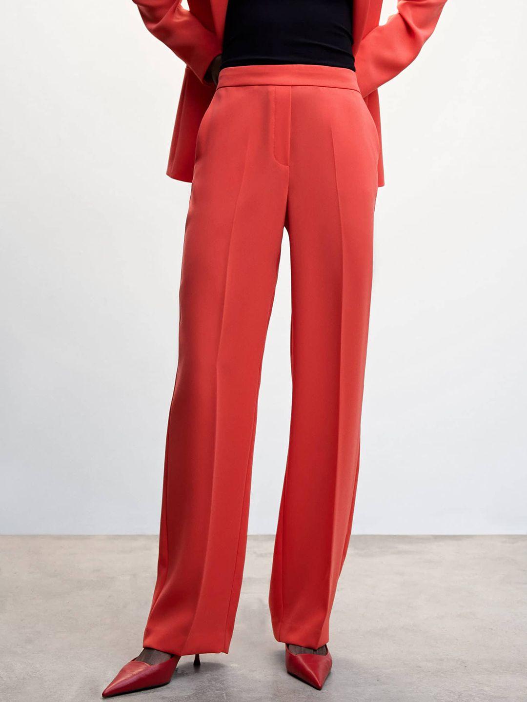 mango women sustainable high-rise wide leg trousers