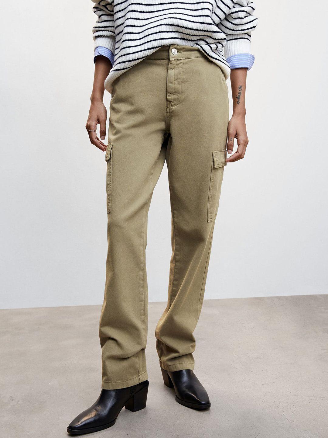 mango women sustainable loose fit low-rise cargo trousers