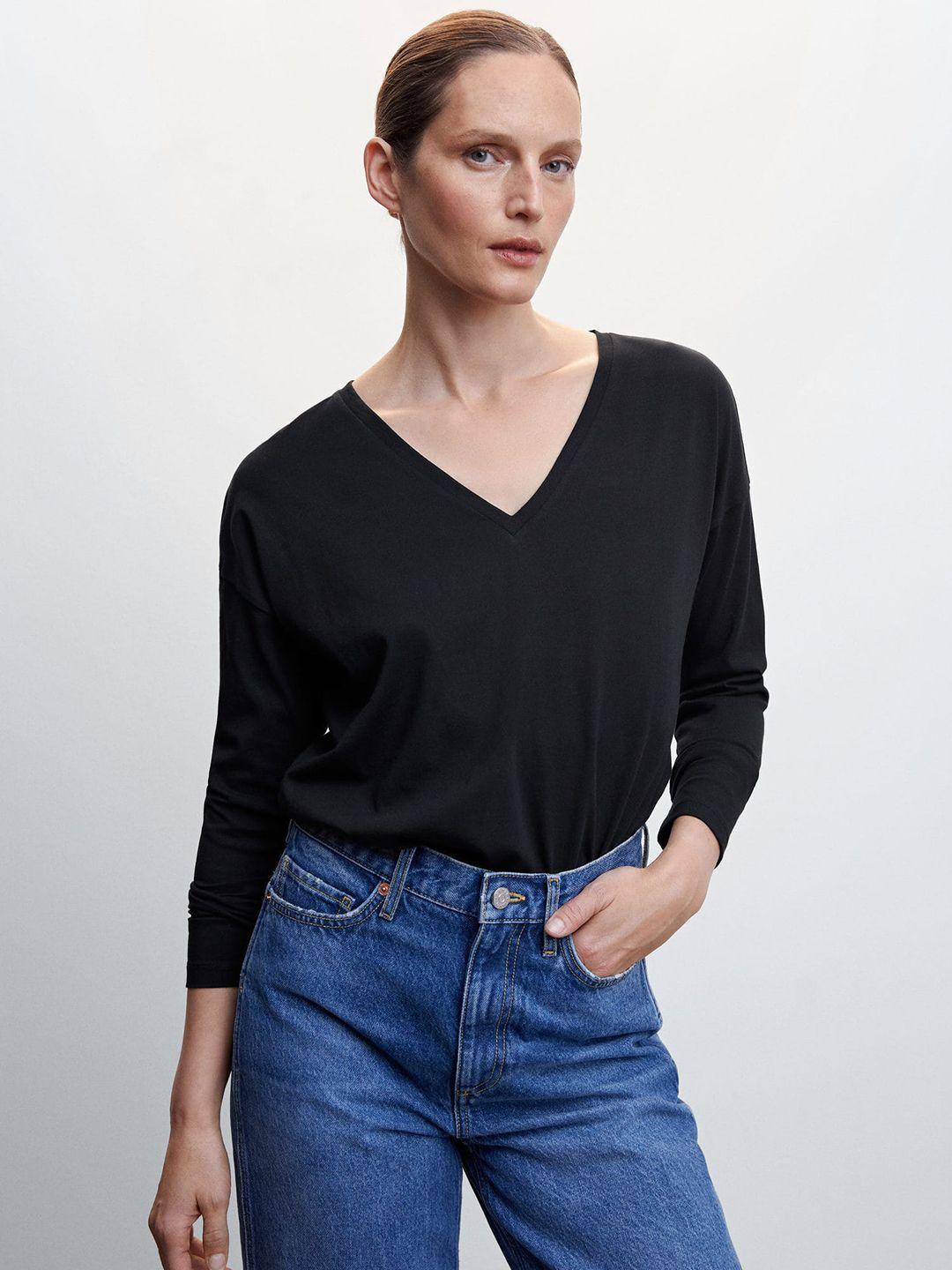 mango women v-neck pure cotton sustainable t-shirt