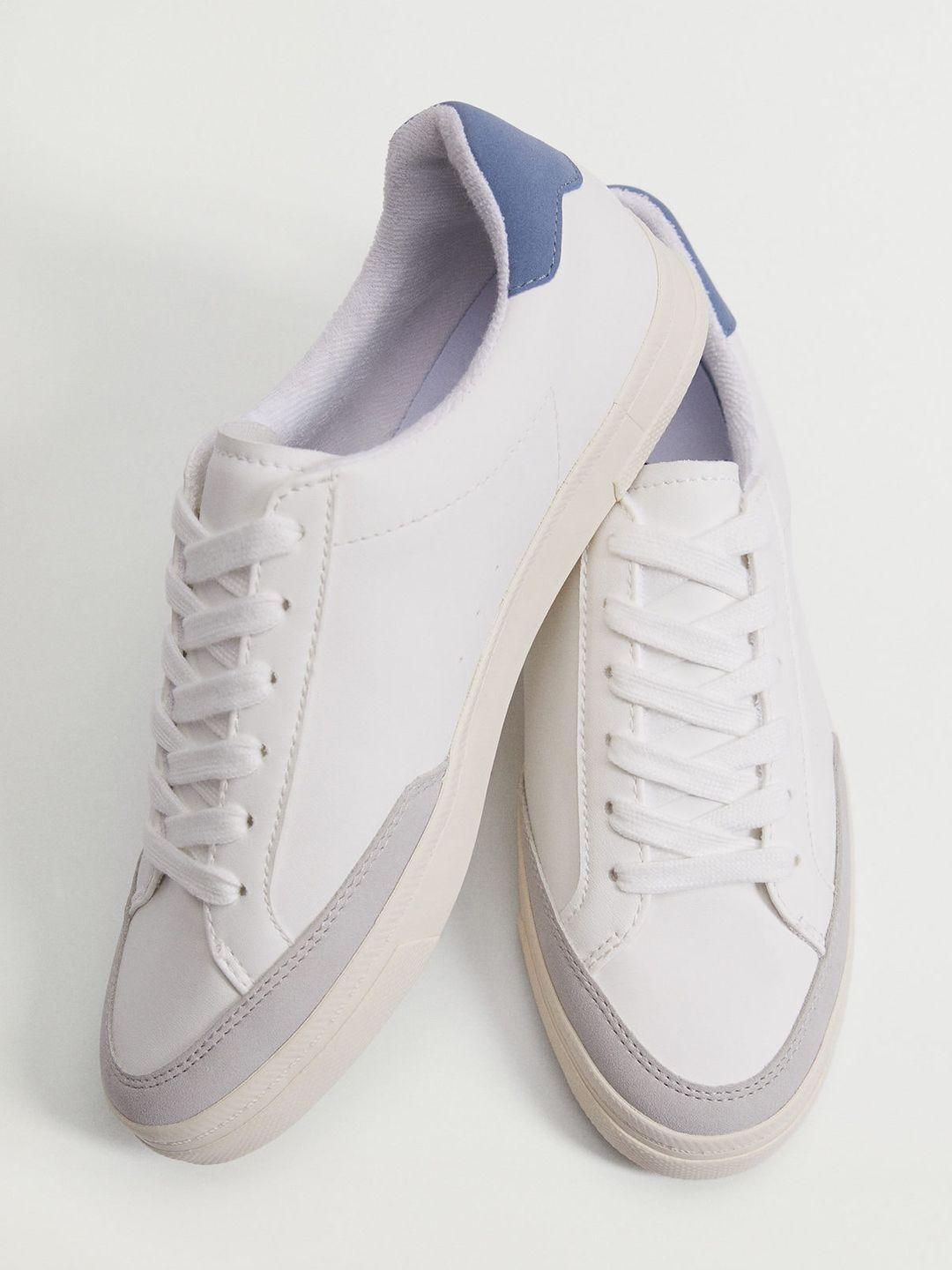 mango women white & grey solid sneakers