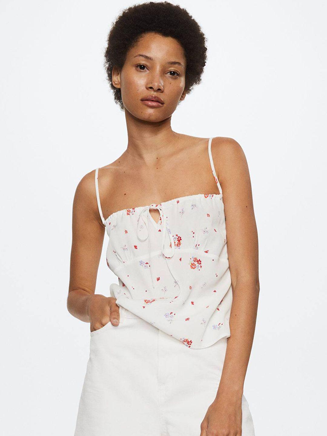 mango women white & red floral print top