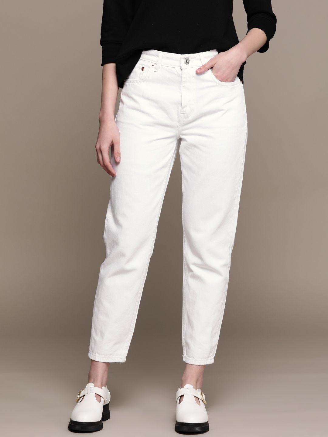 mango women white high-rise jeans