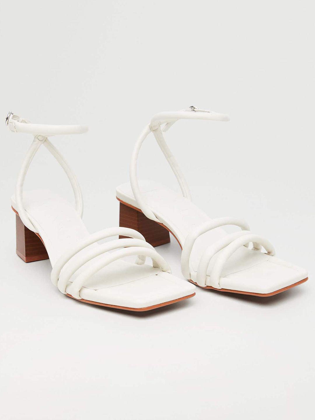 mango women white solid block heels