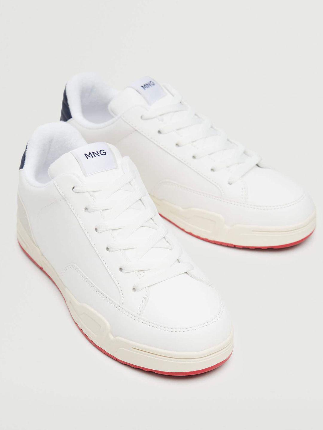 mango women white solid sneakers