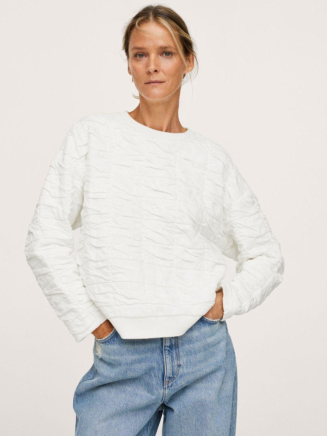 mango women white textured sweatshirt