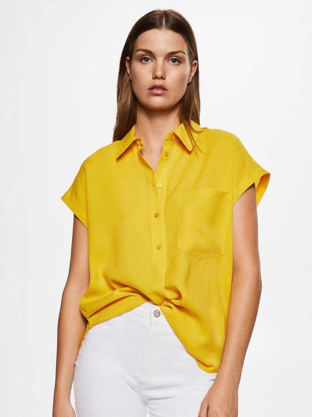 mango women yellow casual sustainable  shirt