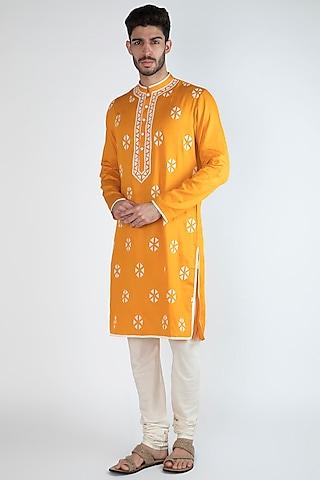 mango yellow embellished kurta