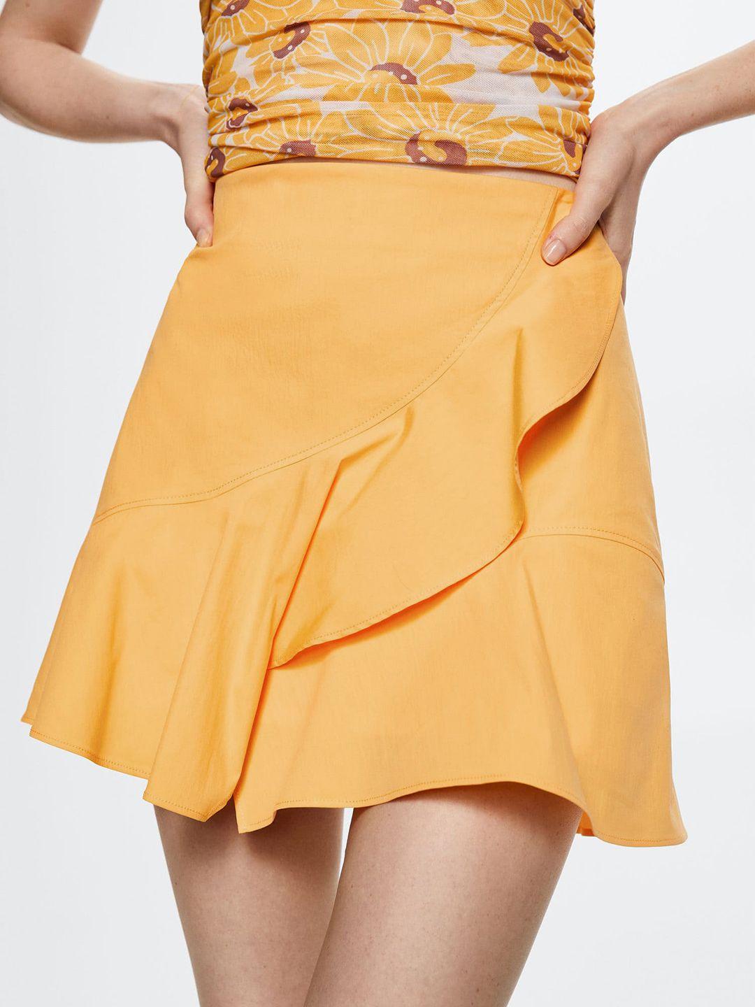 mango yellow solid mini skirt