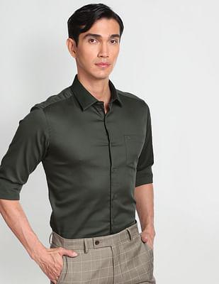 manhattan slim fit solid formal shirt