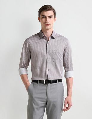 manhattan slim fit geometric print shirt