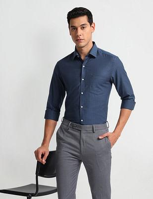 manhattan slim fit patterned dobby shirt