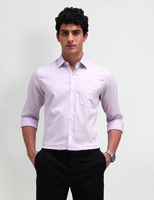 manhattan slim horizontal striped shirt