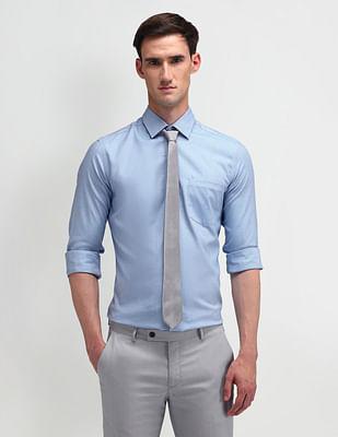 manhattan slim solid shirt