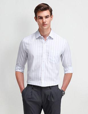 manhattan slim vertical striped shirt