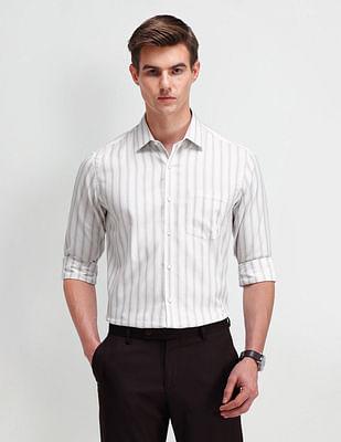 manhattan slim vertical striped shirt