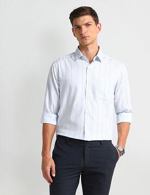 manhattan slim vertical striped shirt