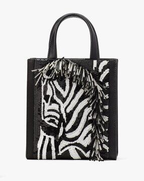 manhatten zebra embellished mini tote