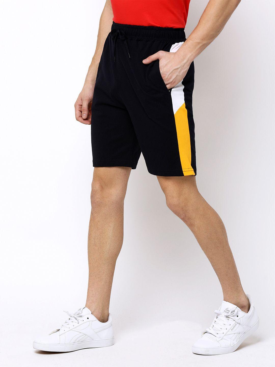 maniac men black colourblocked slim fit regular shorts