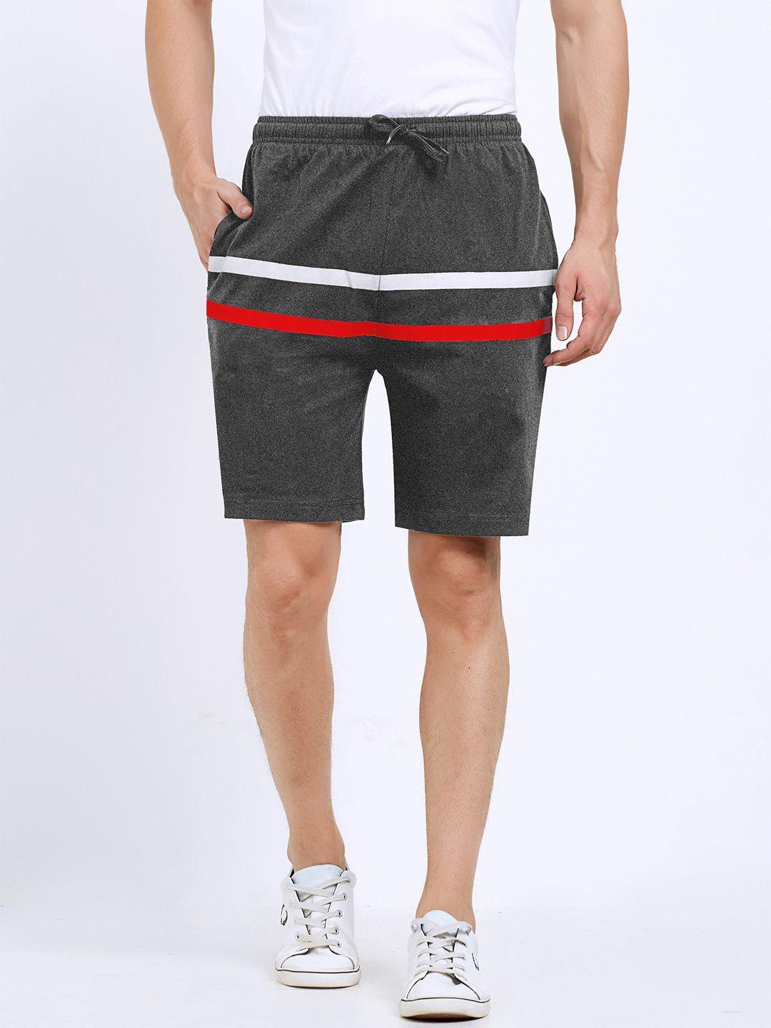 maniac men charcoal grey & white striped slim fit regular shorts