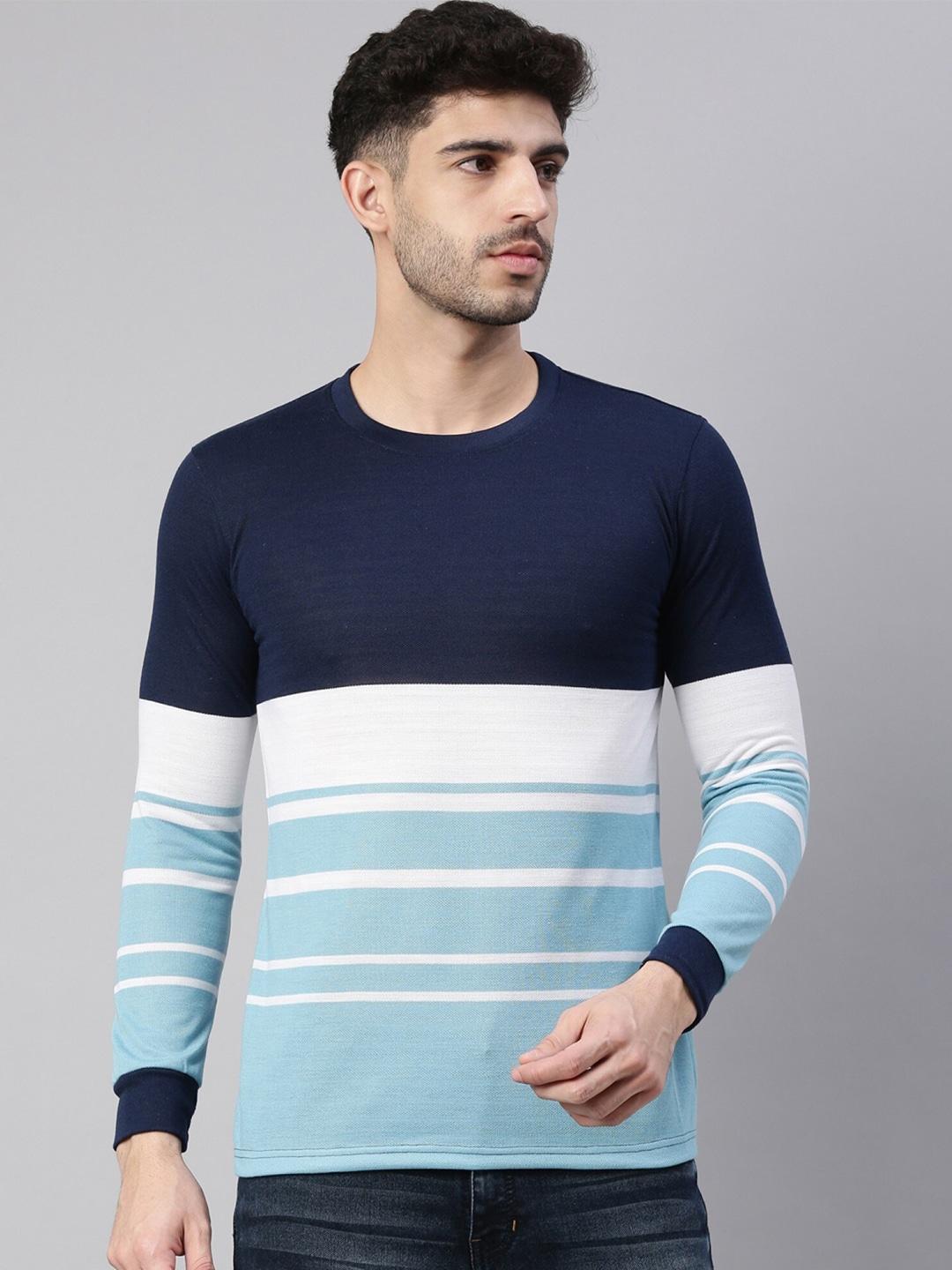 maniac men pure cotton striped slim fit t-shirt