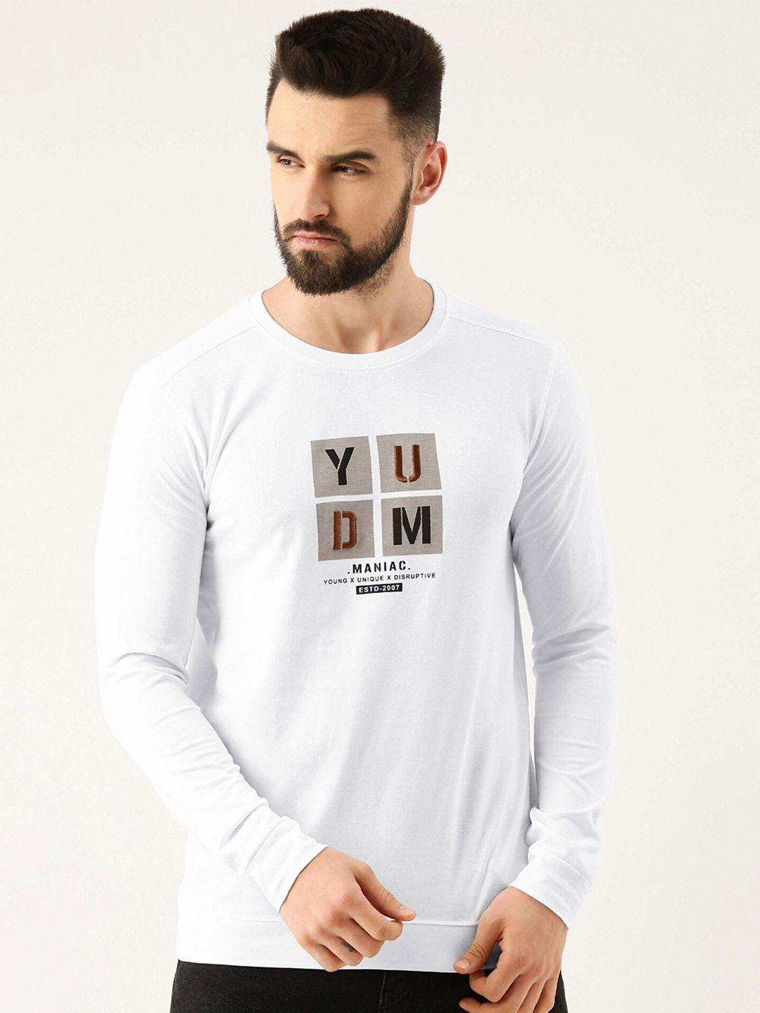 maniac men white typography printed cotton t-shirt