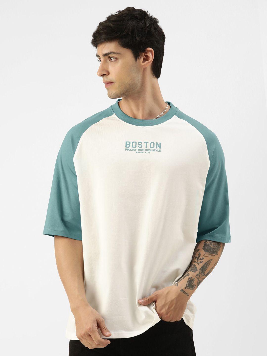 maniac colourblocked raglan sleeves pure cotton t-shirt