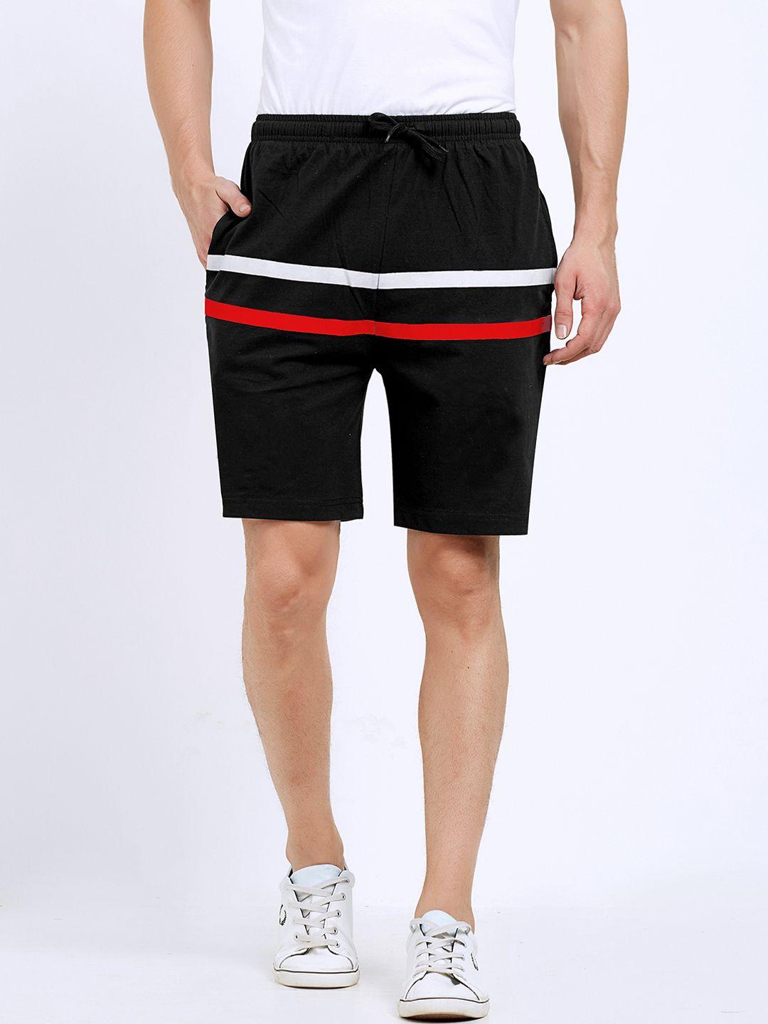 maniac men black & red striped slim fit regular shorts