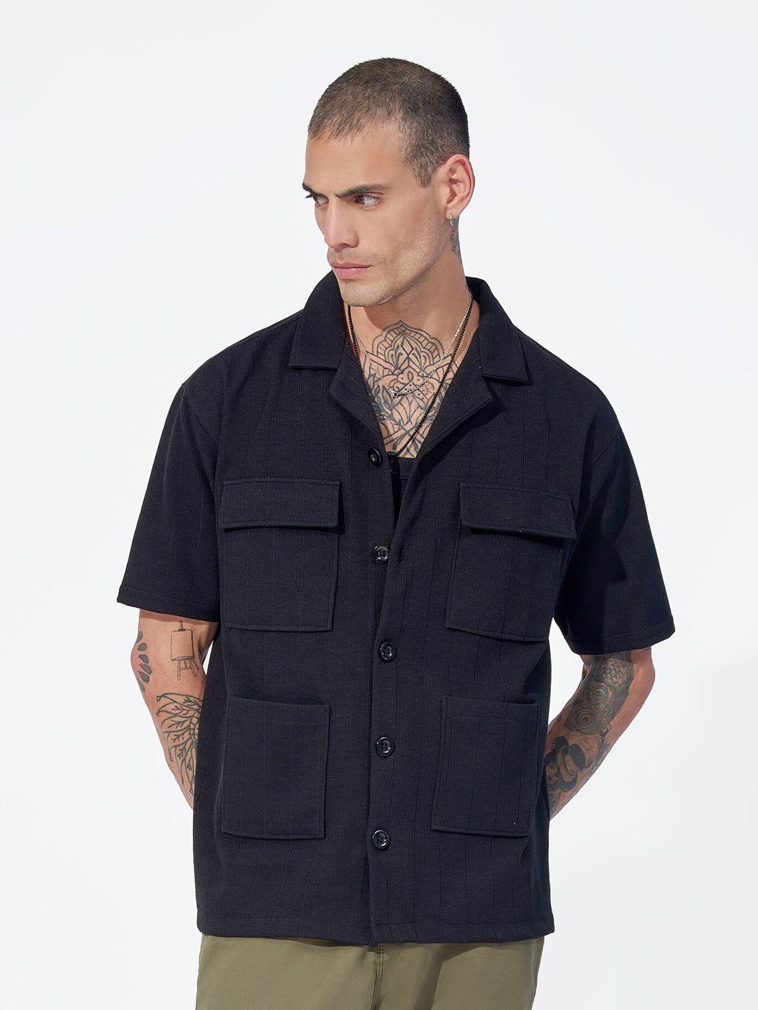 maniac men black classic opaque casual shirt