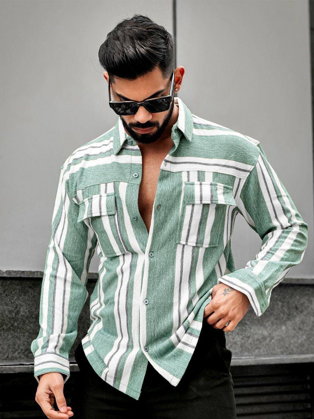 maniac men classic multi stripes opaque striped casual shirt