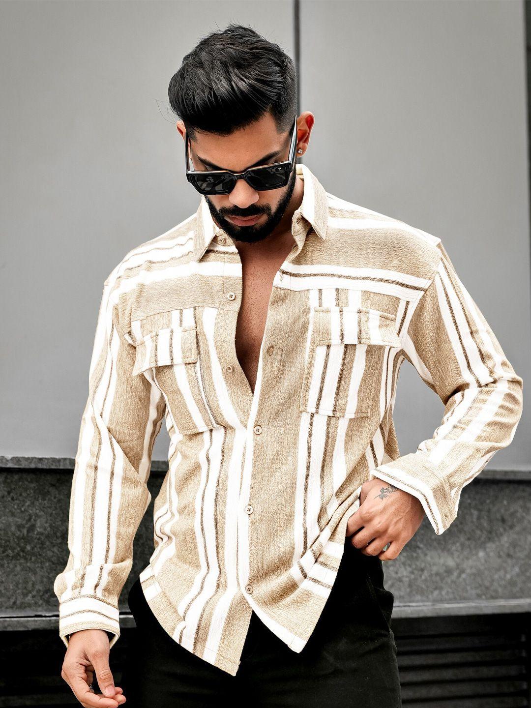 maniac men classic opaque striped casual shirt