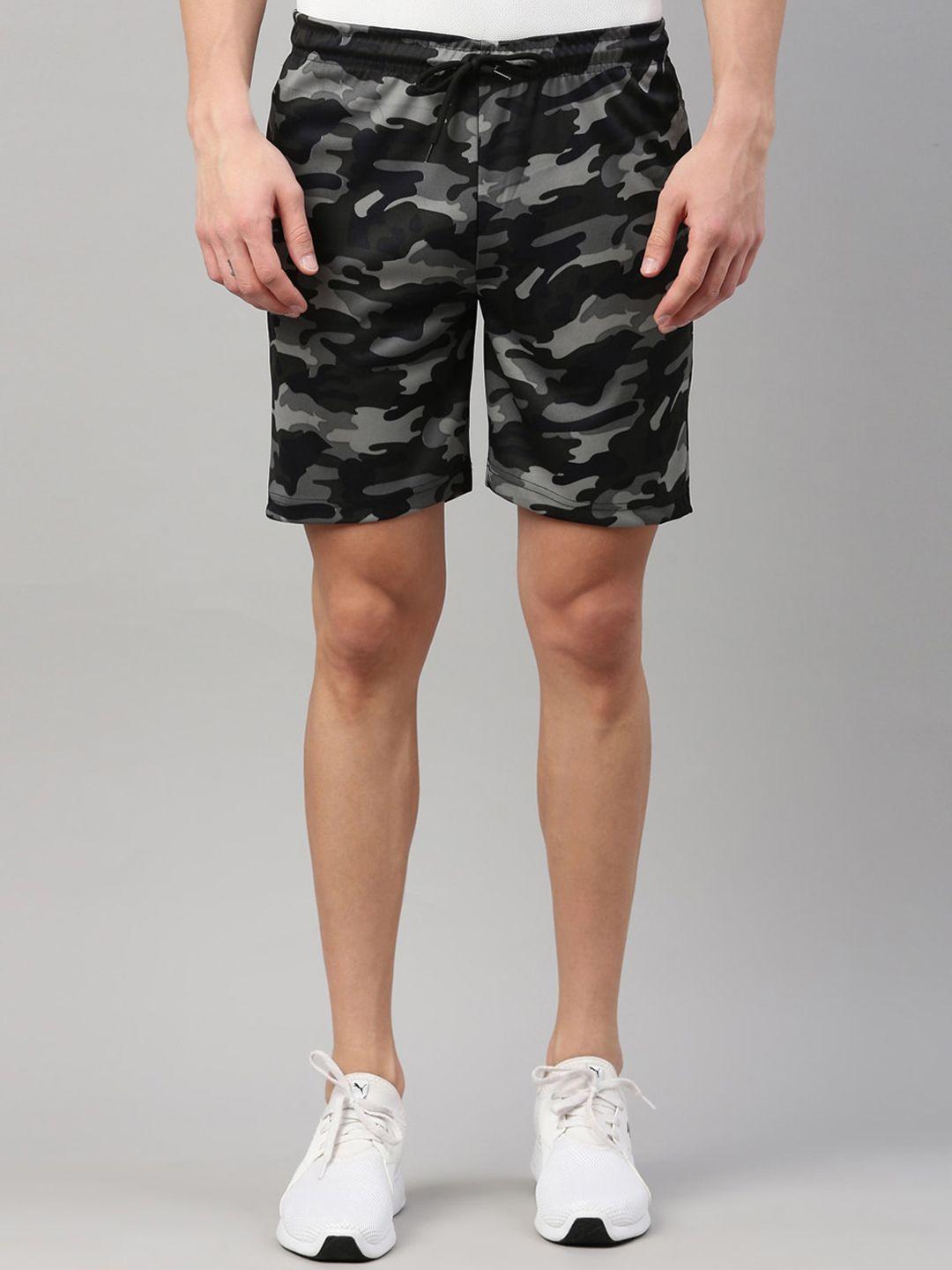 maniac men multicoloured camouflage printed slim fit running sports shorts