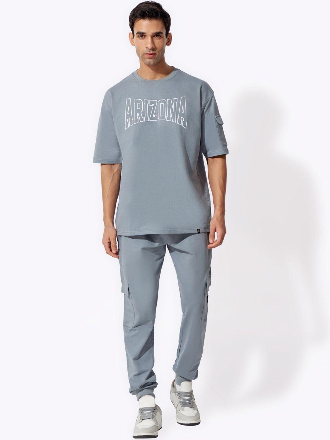 maniac men printed oversized pure cotton t-shirt & joggers tracksuits