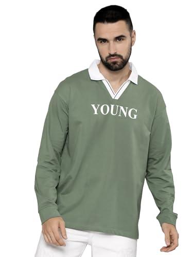 maniac mens printed polo neck half sleeve hunter green and white cotton slim fit t-shirt