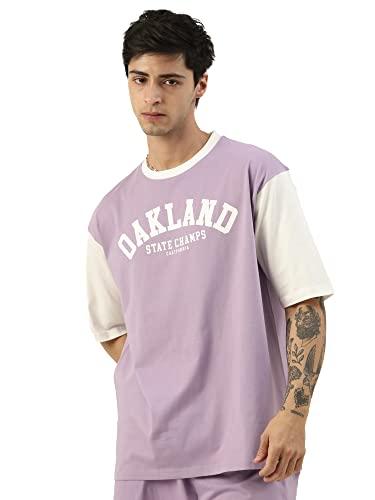 maniac mens t-shirt || casuals printed t-shirt || oversized t-shirt for men || round neck half sleeve || purple and white cotton t-shirt