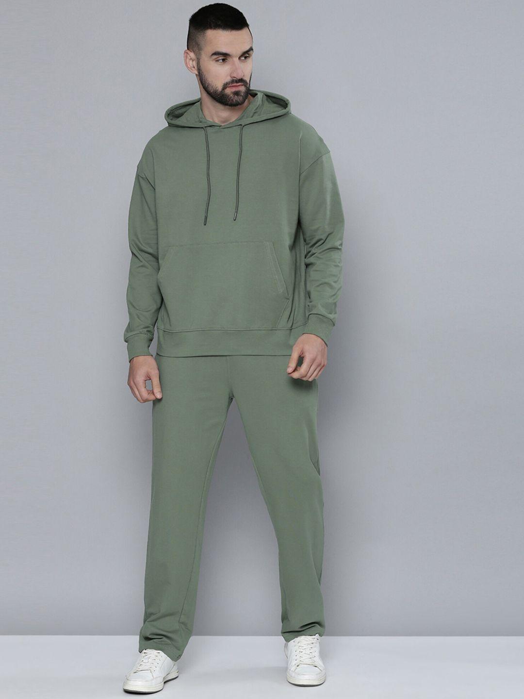 maniac solid hooded sweatshirt and trousers tracksuit