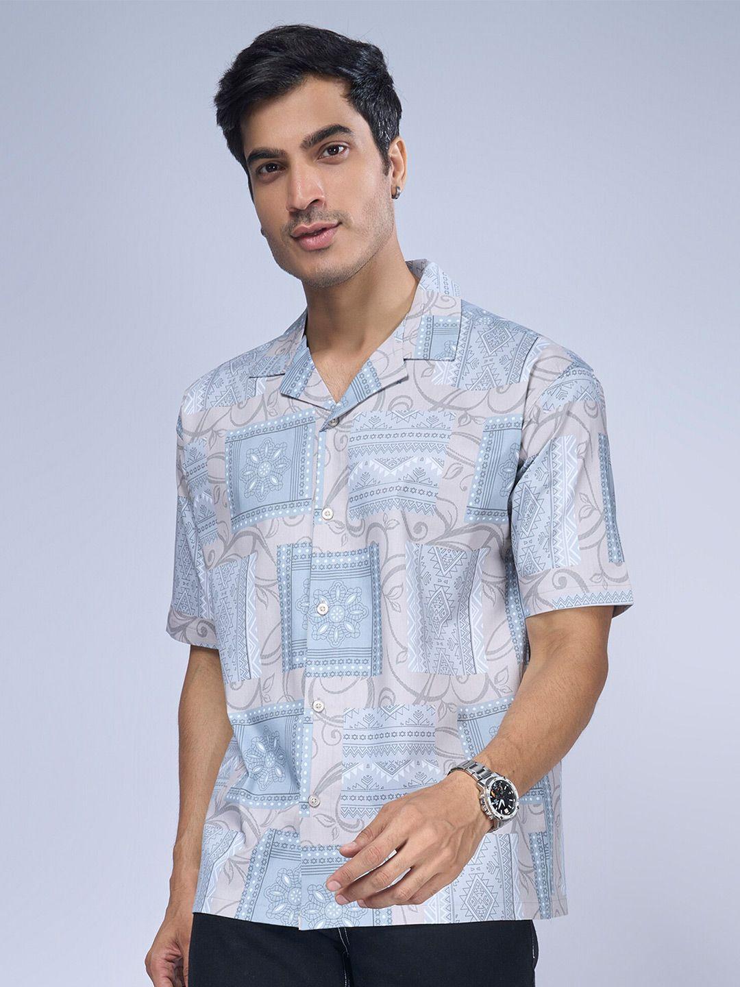 maniac trim boxy ethnic motifs printed casual shirt