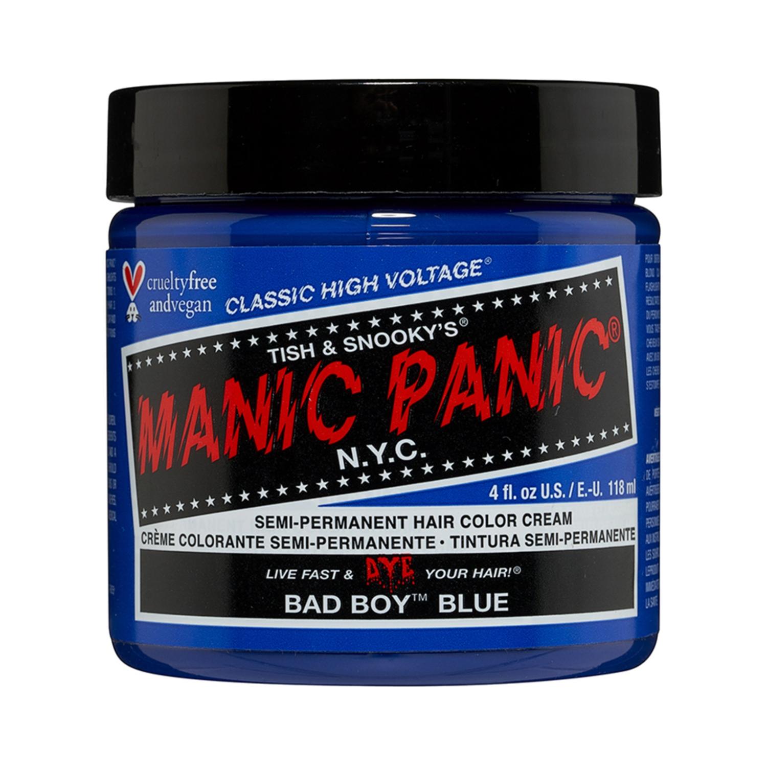 manic panic classic high voltage semi permanent hair color cream - bad boy blue (118ml)