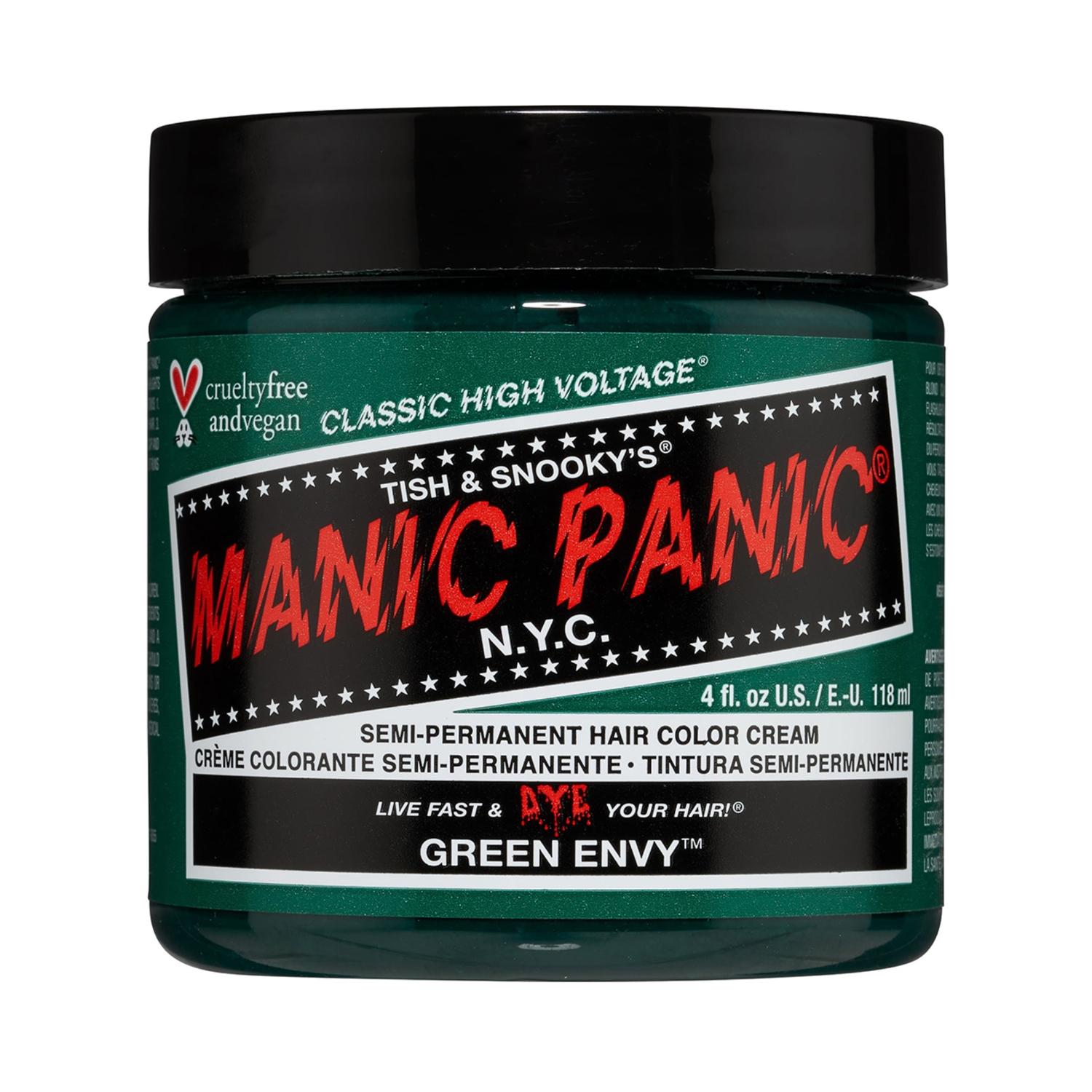manic panic classic high voltage semi permanent hair color cream - green envy (118ml)