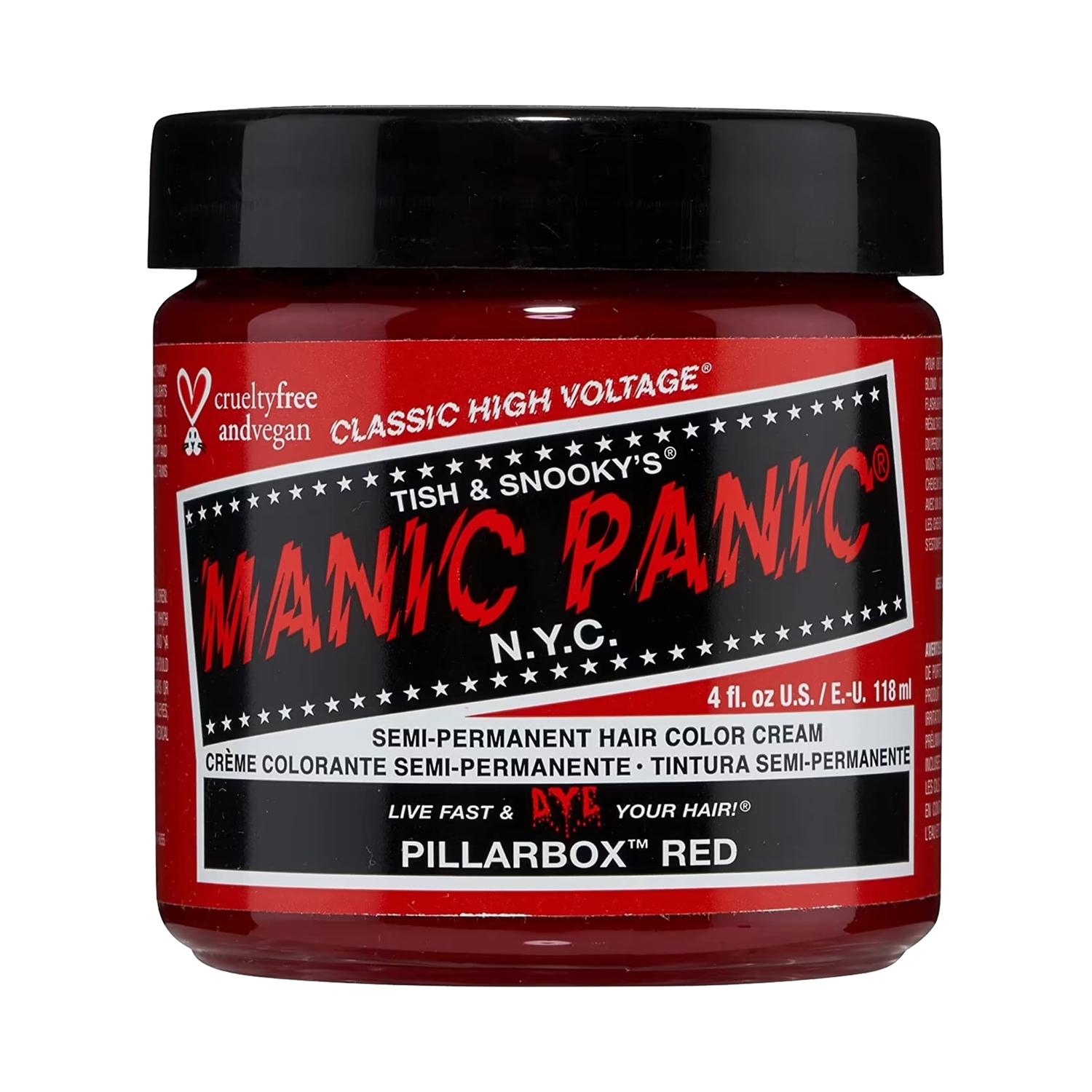 manic panic classic high voltage semi permanent hair color cream - pillarbox red (118ml)