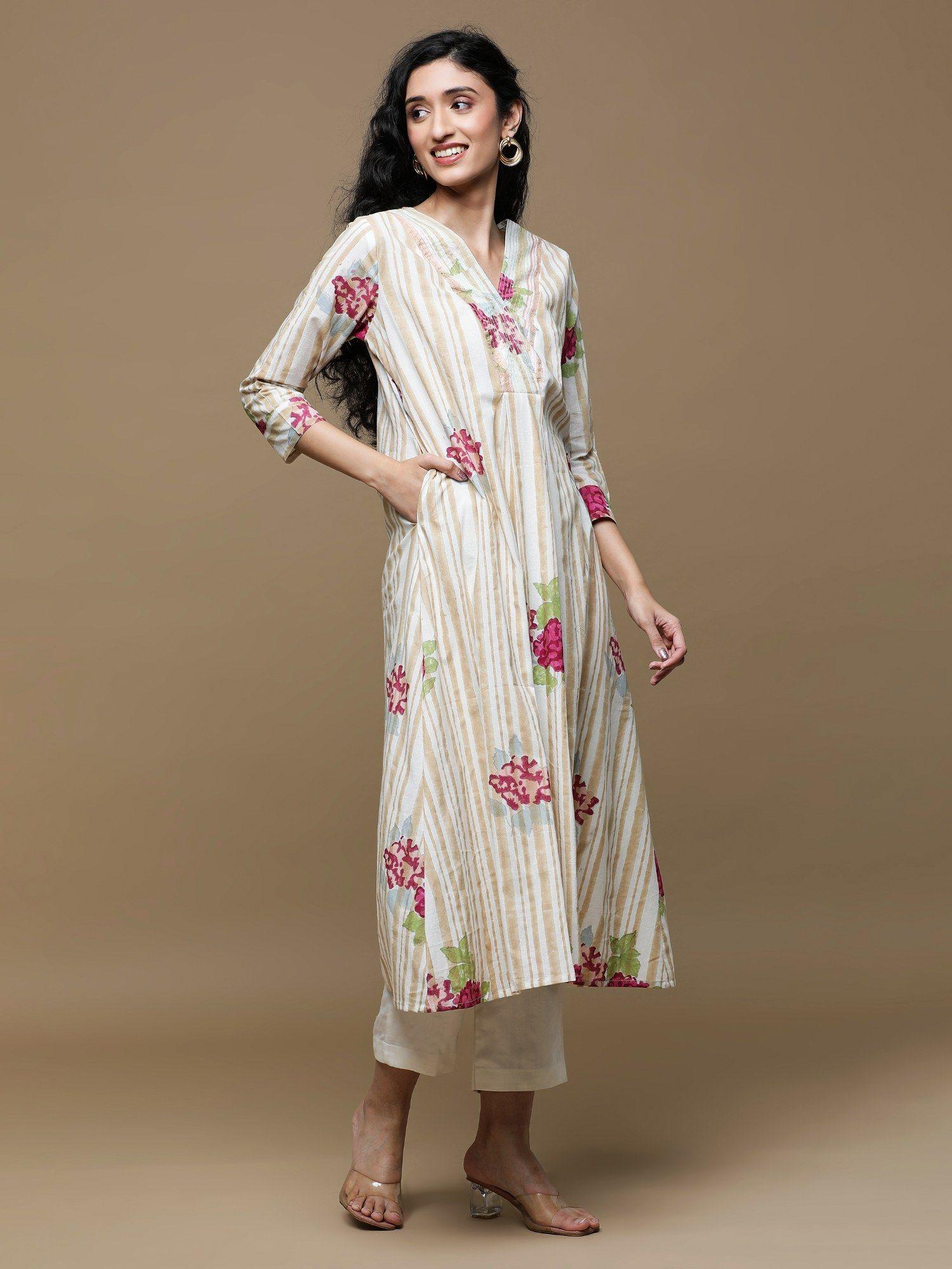 manjari brown cotton kurta